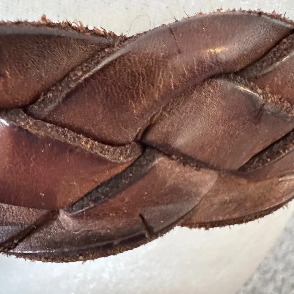 Leather Island Vintage thick Braided Leather Belt‎ Dark Brown Bill Lavin size 38